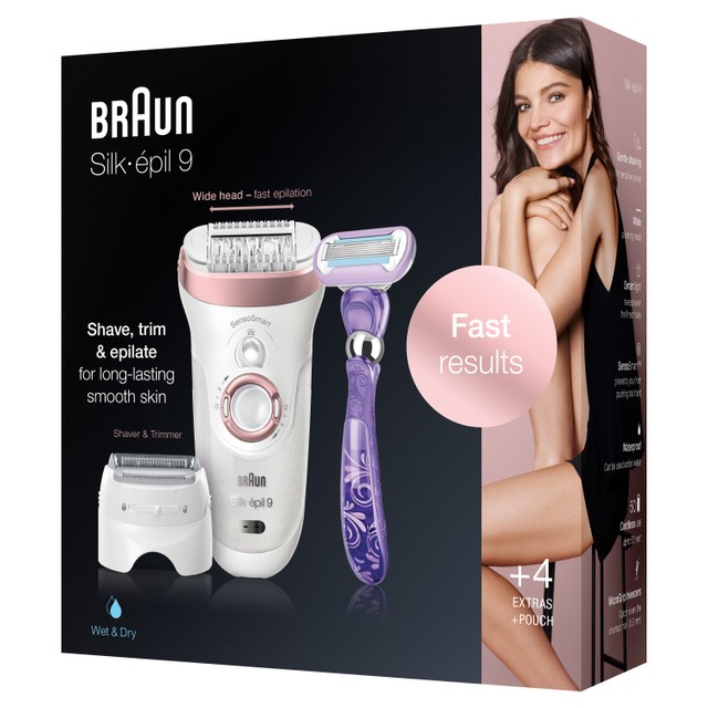 Máy nhổ, cạo, tẩy lông, Braun Silk·épil 9, 7 phụ kiện đi kèm | SES 9-870