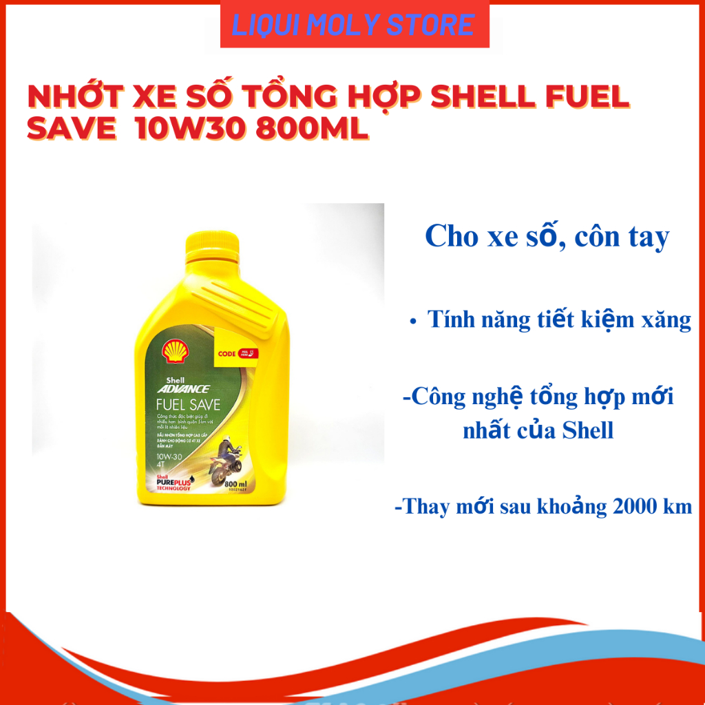 Nhớt tổng hợp Shell Advance Fuel Save 10W30 tiết kiệm nhiên liệu dành cho xe số, côn tay