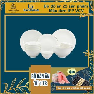 Bộ bàn ăn 22sp mẫu đơn ifp vcv - gốm sứ cao cấp minh long i