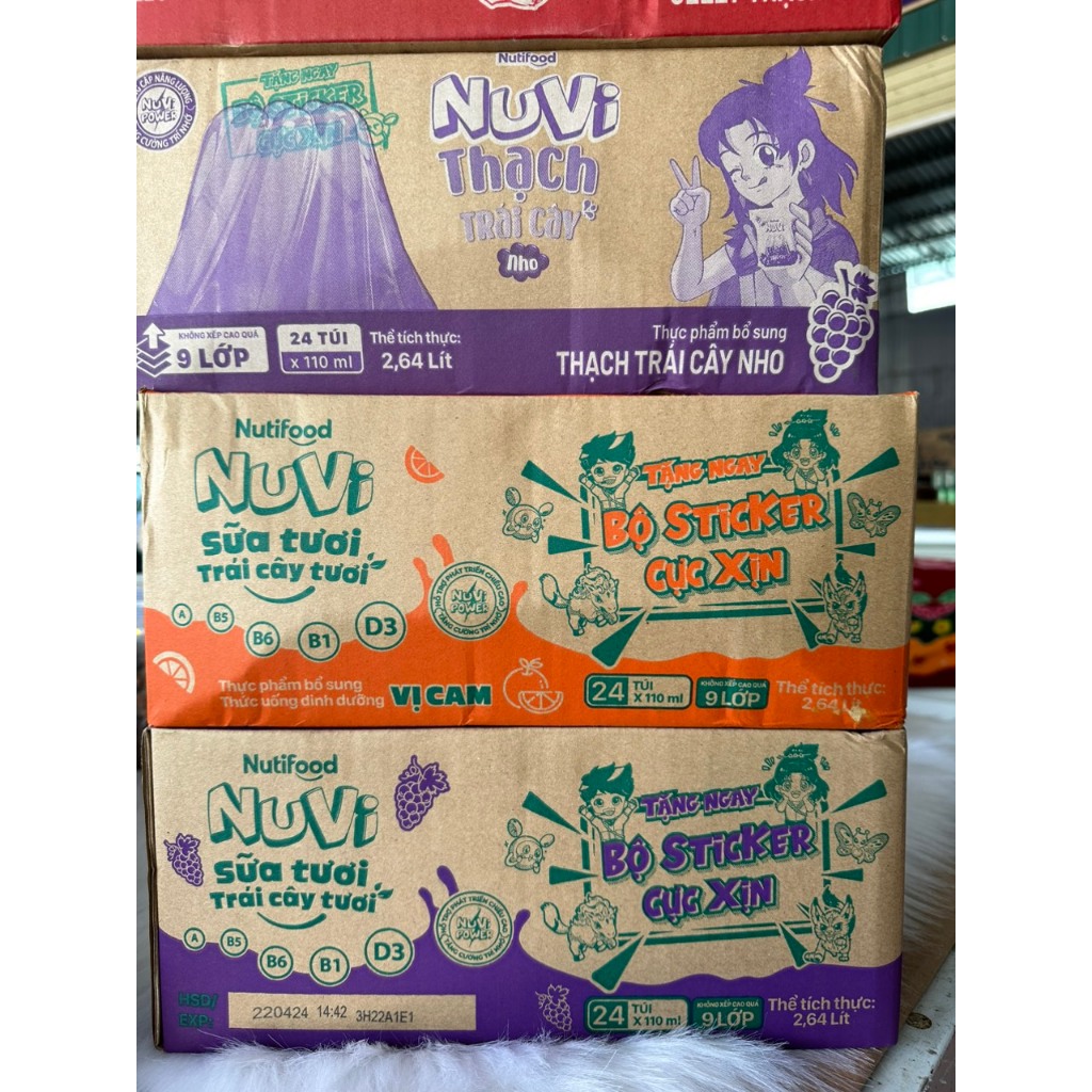 Thùng sữa nuvi thạch túi đủ vị