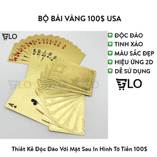 Bộ bài Tây mạ Vàng 24K cao cấp chống thấm nước 4.7