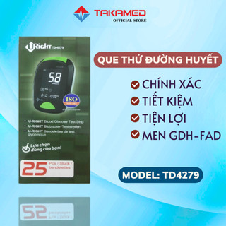 Que Thử Đường Huyết URIGHT TD-4279 Hộp 25,50 Que Dùng Cho Máy TD-4279