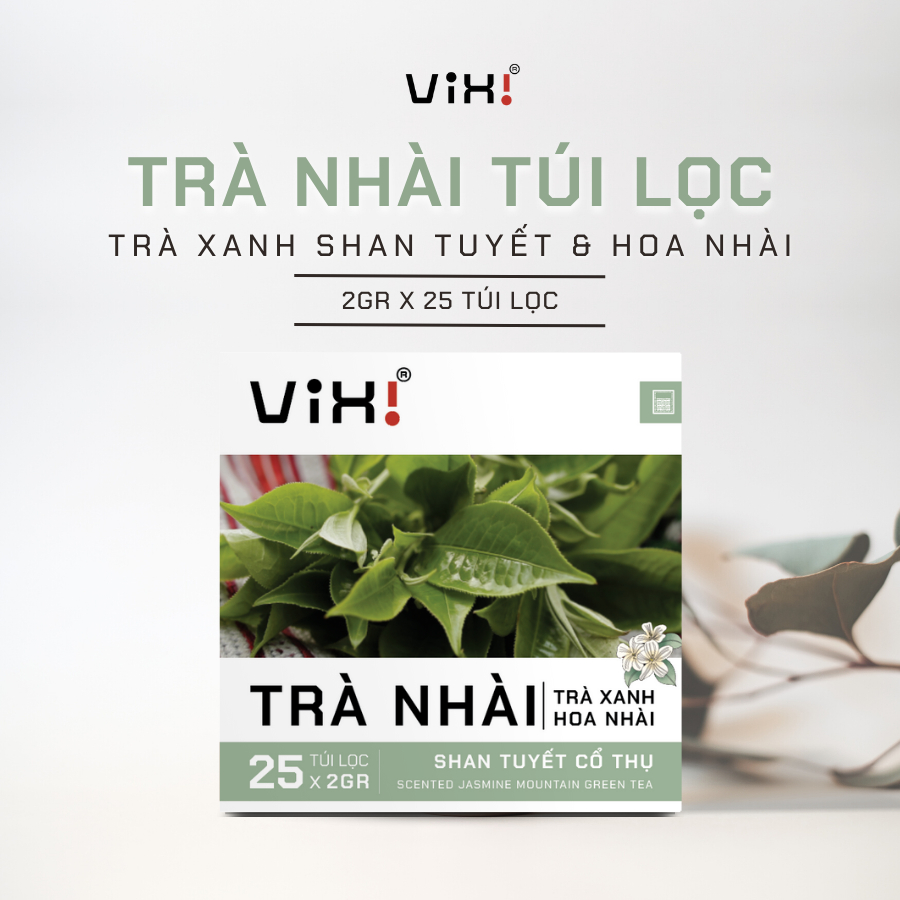 Trà túi lọc ViXi 100% từ trà Shan tuyết cổ thụ hộp 50gram