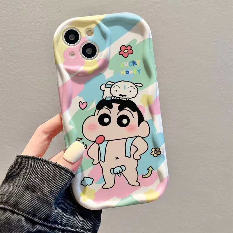 Ốp lưng iphone crayola vui nhộn hình Shin tắm ốp viền nổi cạnh sóng iPhone 7plus 6plus 11 7 8 12 13 14 15 xr xs max