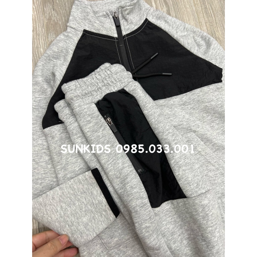 Bộ nỉ bé trai Pri mark pha màu xám đen