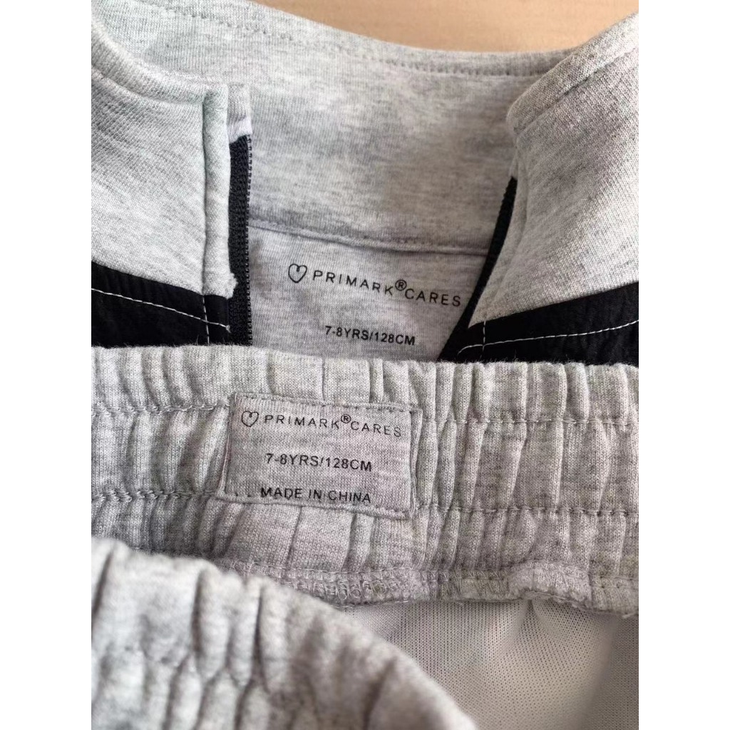 Bộ nỉ bé trai Pri mark pha màu xám đen