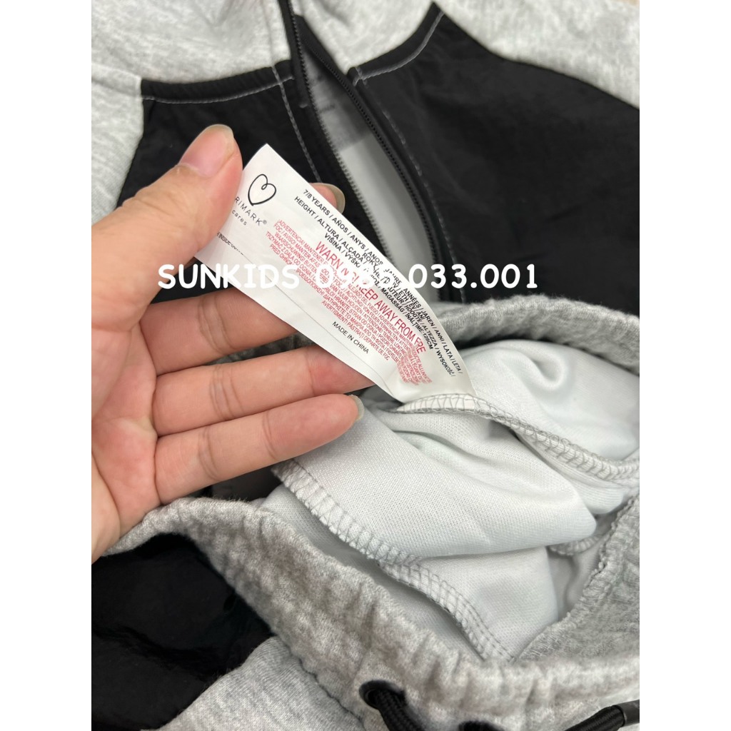 Bộ nỉ bé trai Pri mark pha màu xám đen