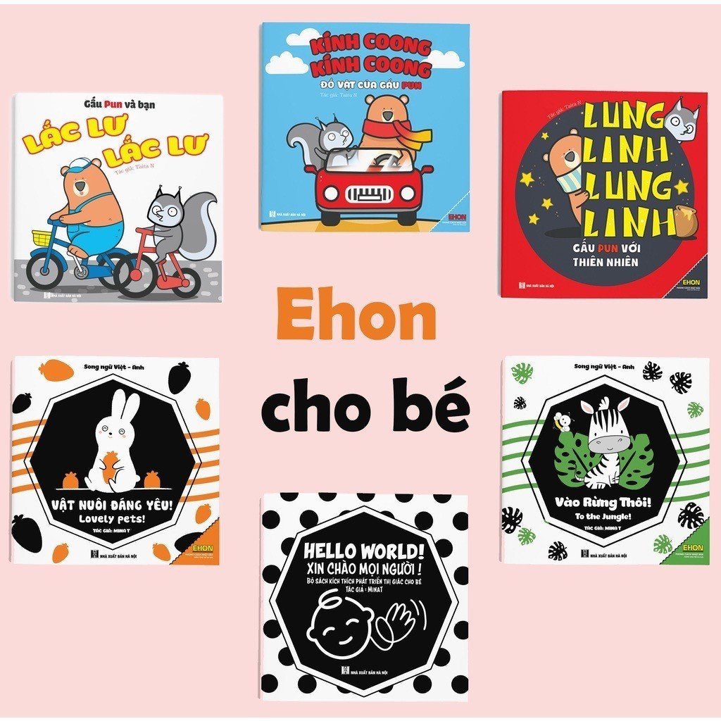 Sách - Combo 6 Cuốn Ehon Kích Thích Âm thanh/Thị giác Cho Trẻ Sơ Sinh - Song Ngữ Việt Anh