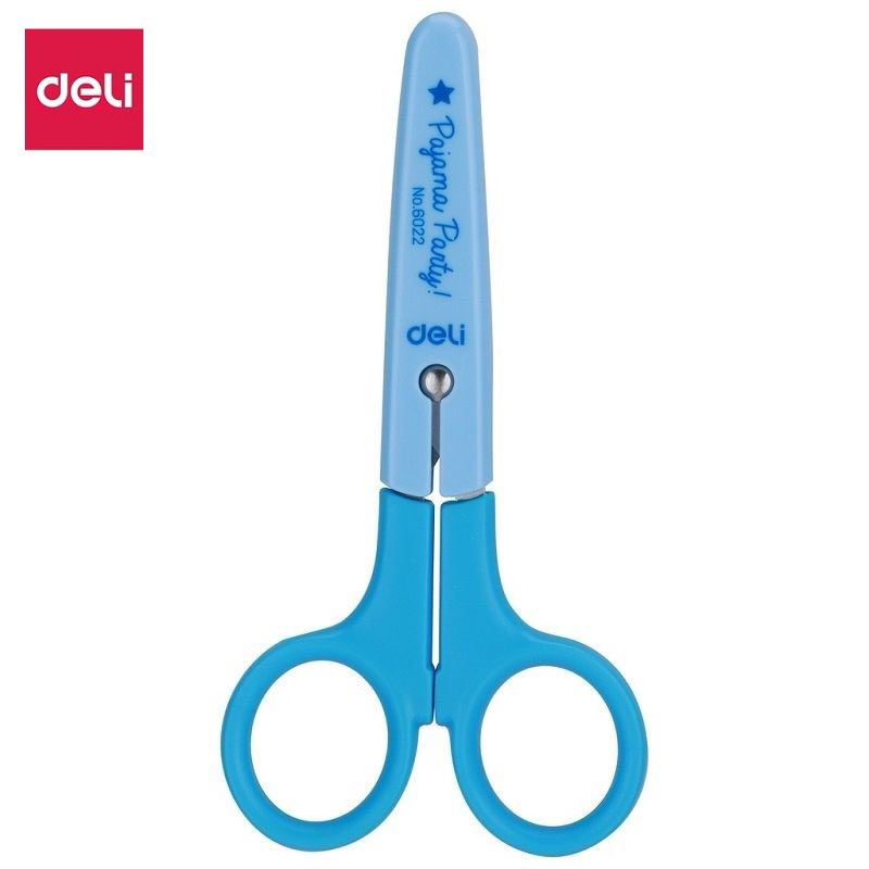 Kéo thủ công học sinh có vỏ bọc Deli 6022 - Xanh/Hồng