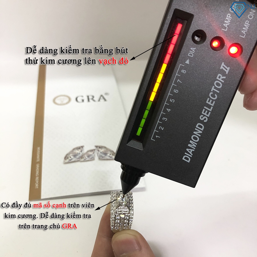 Nhẫn nam kim cương Moissanite size 6ly xi bạch kim kiểm định GRA đính đá sang trọng NNAM0042 - Trang Sức TNJ