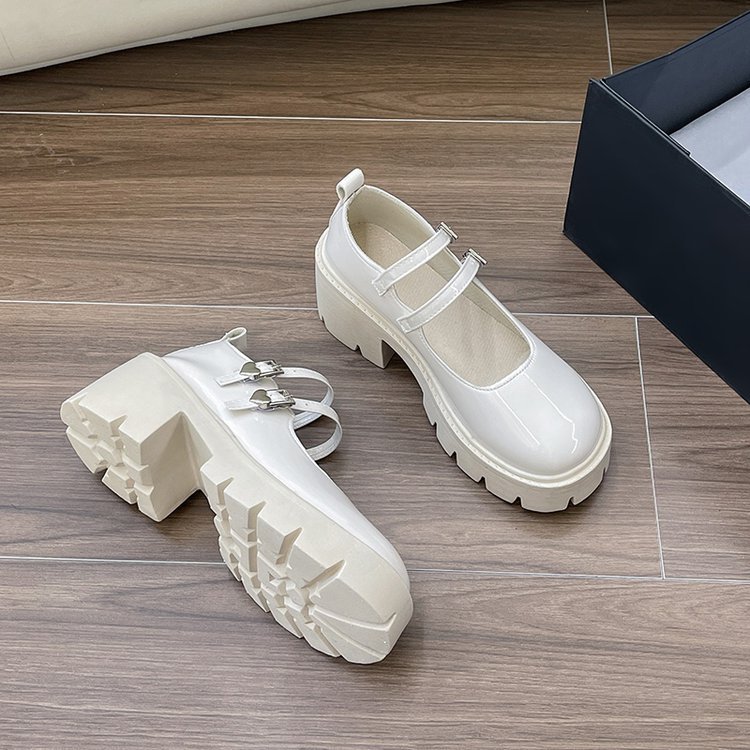 Giày Lolita Oxford khuy Trái Tim đế răng cưa cao 6cm