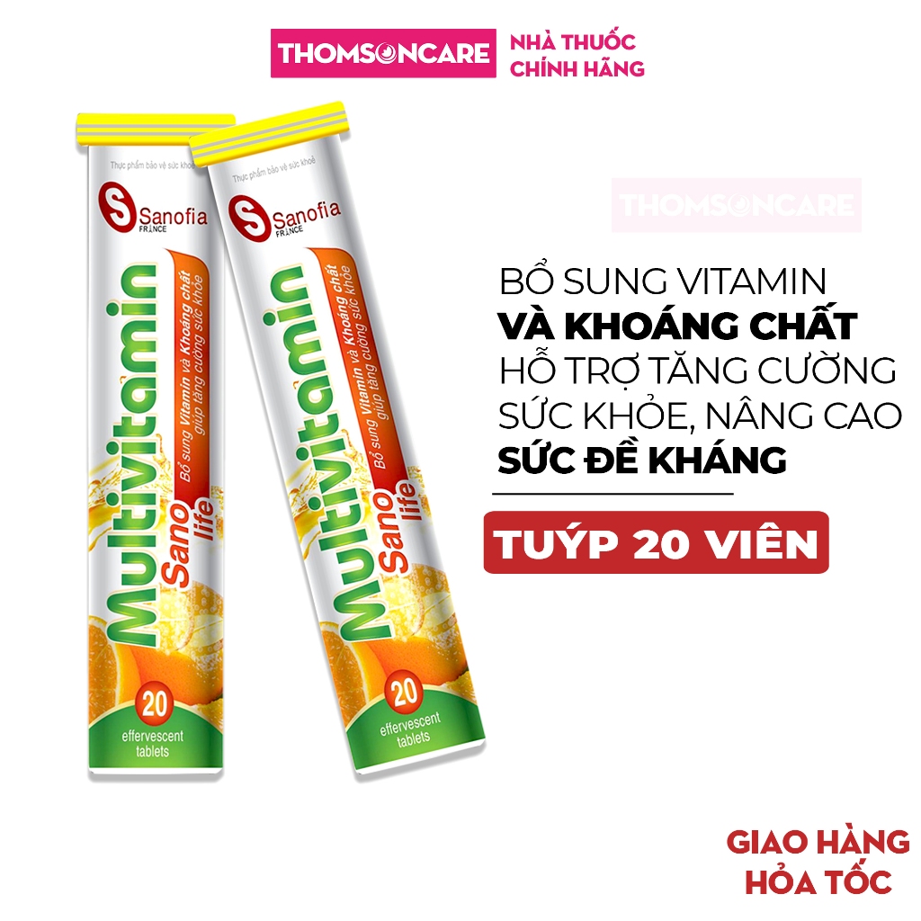 Sủi tăng sức đề kháng Multivitamin Sanofia France Bổ sung vitamin và khoáng chất, vị thơm ngon - Tuýp 20 viên