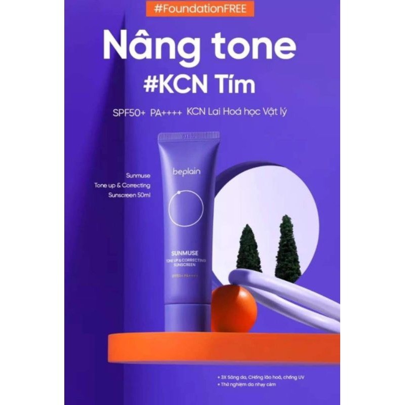 Kem Chống Nắng Beplain nâng tone màu tím