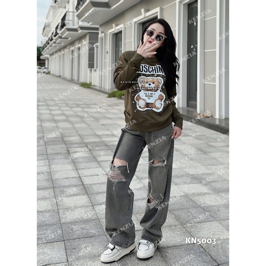 Áo Nỉ Nữ siêu cấp Form chuẩn Kenzia Lady- Áo Sweater Cổ Tròn Dài Tay  Basic  - KN5003