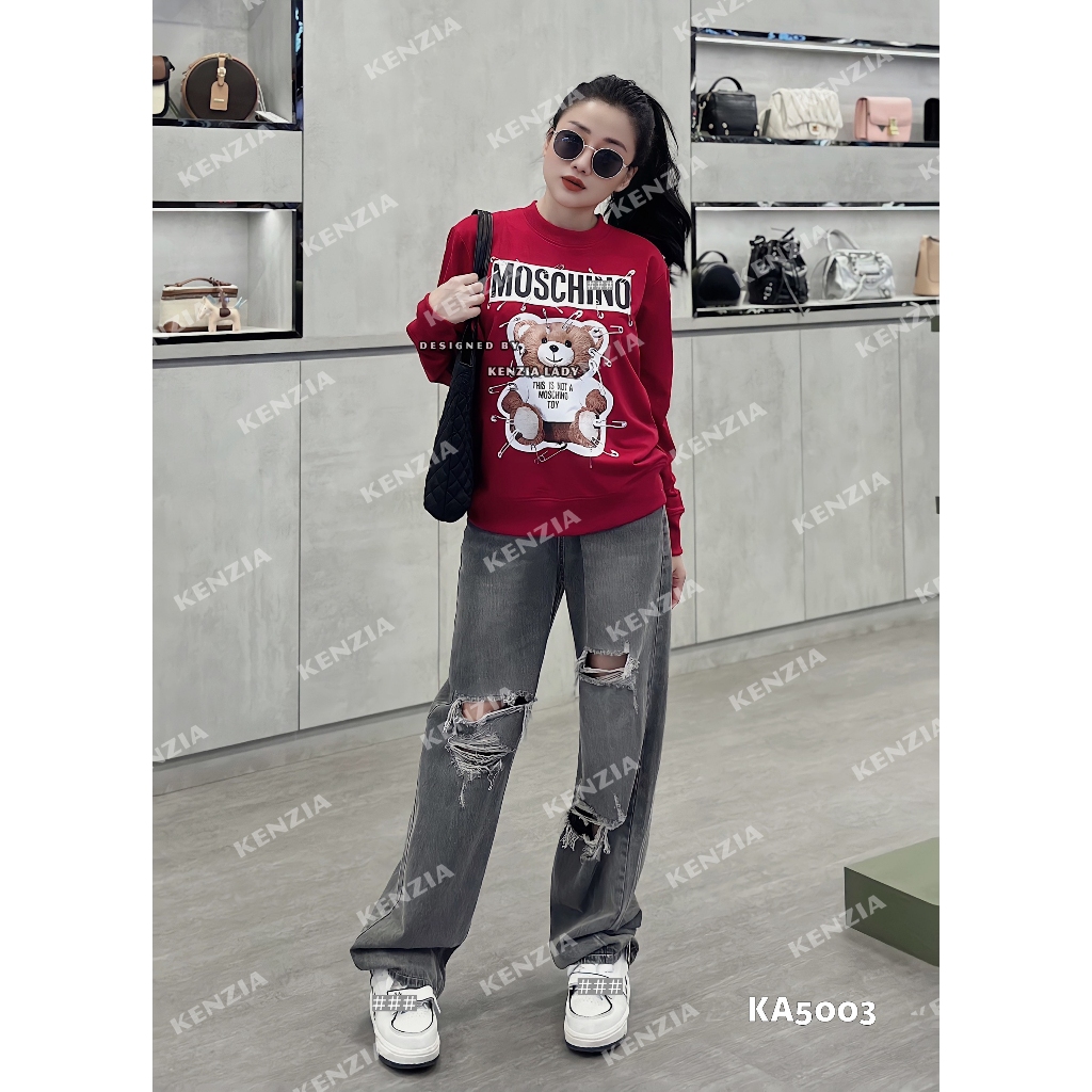 Áo Nỉ Nữ siêu cấp Form chuẩn Kenzia Lady- Áo Sweater Cổ Tròn Dài Tay  Basic  - KN5003