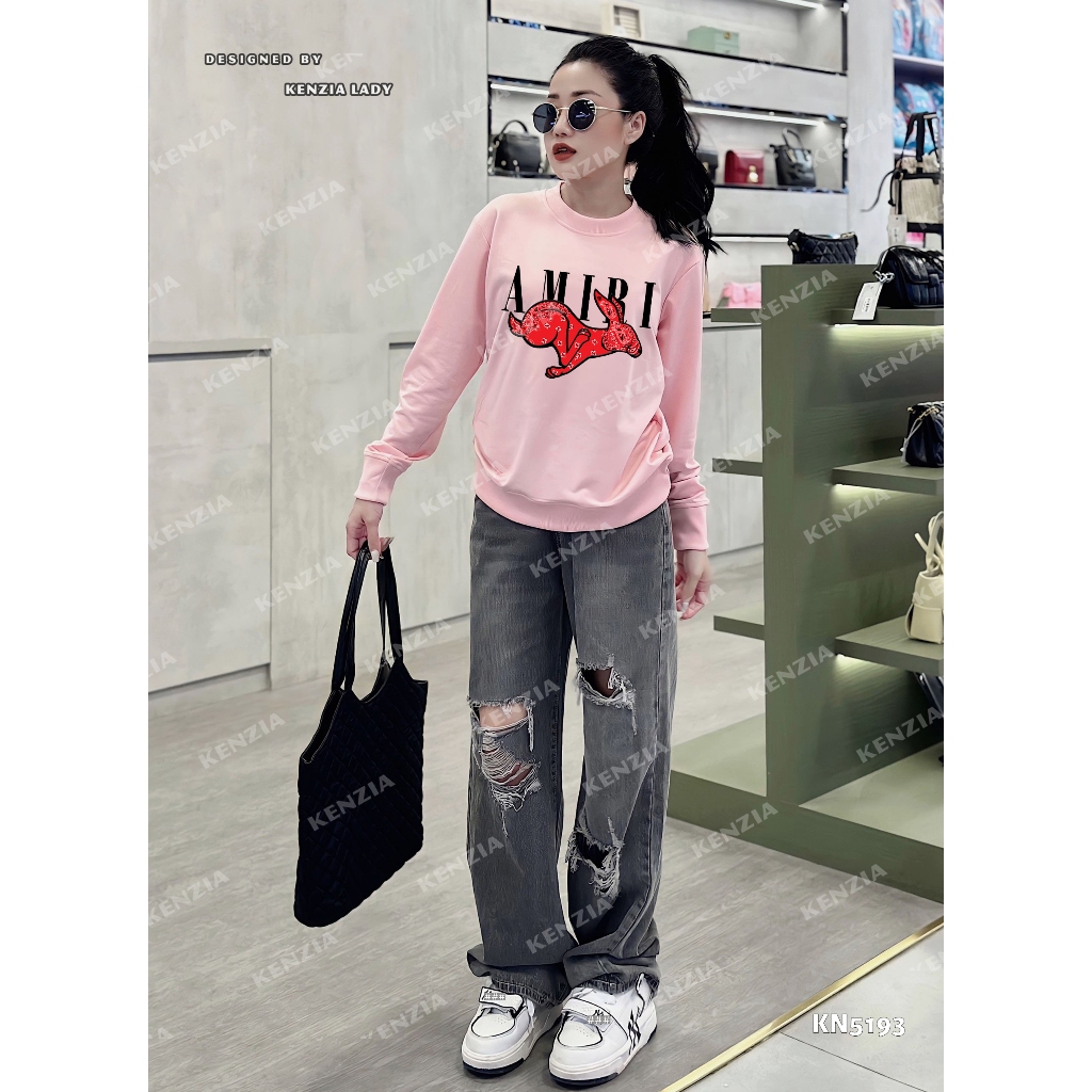 Áo Nỉ Nữ siêu cấp Form chuẩn Kenzia Lady- Áo Sweater Cổ Tròn Dài Tay  Basic  - KN5193