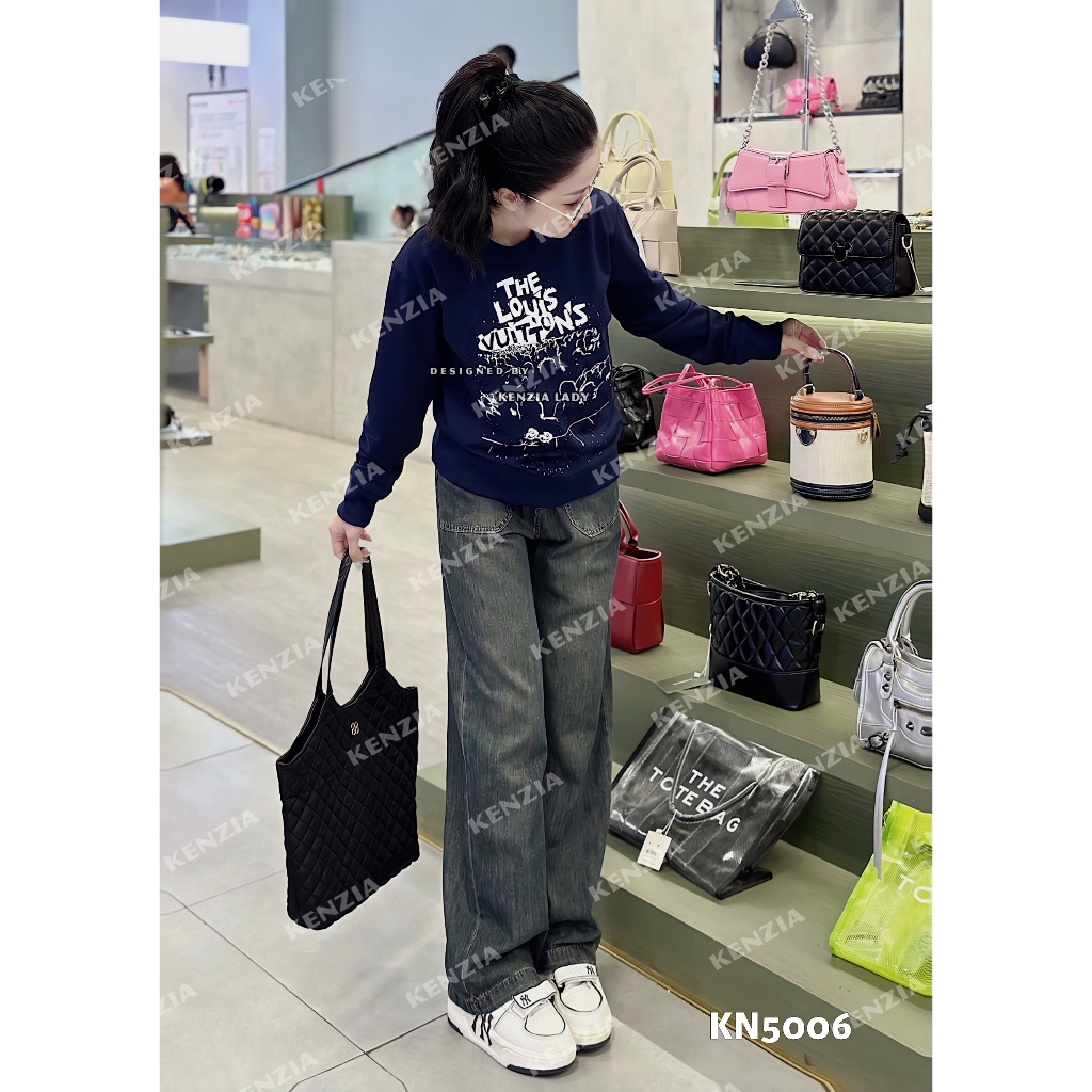Áo Nỉ Nữ siêu cấp Form chuẩn Kenzia Lady- Áo Sweater Cổ Tròn Dài Tay  Basic  - KN5006