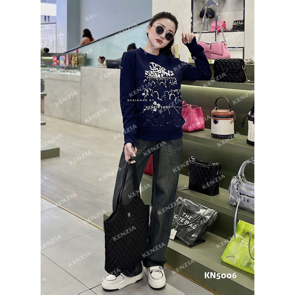 Áo Nỉ Nữ siêu cấp Form chuẩn Kenzia Lady- Áo Sweater Cổ Tròn Dài Tay  Basic  - KN5006