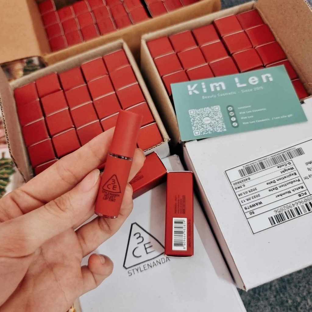 Son kem lì mịn 3CE Velvet lip tint mini, fullsize