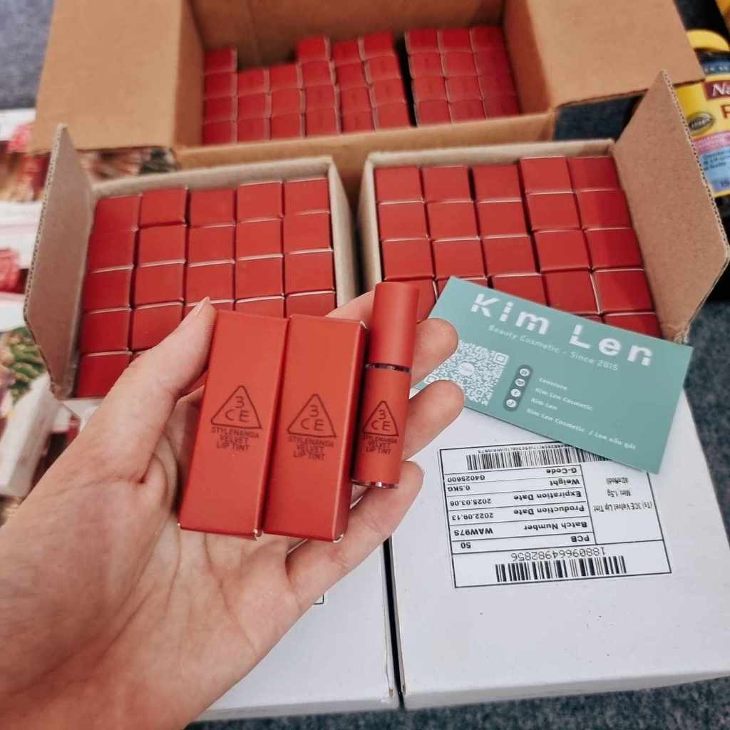 Son kem lì mịn 3CE Velvet lip tint mini, fullsize