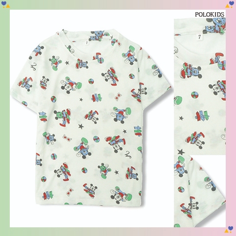 ÁO THUN CỔ TRÒN BÉ TRAI GIÁ RẺ POLOKIDS CHẤT LIỆU COTTON HỌA TIẾT CHUỘT MICKEY CHO BÉ TỪ 2,3,4,5,6 TUỔI