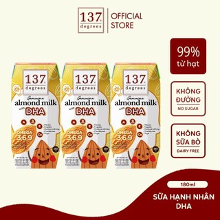 [COMBO 5 LỐC 180ML] Sữa hạt hạnh nhân DHA 137 Degrees 180ml (Lốc 3 hộp)