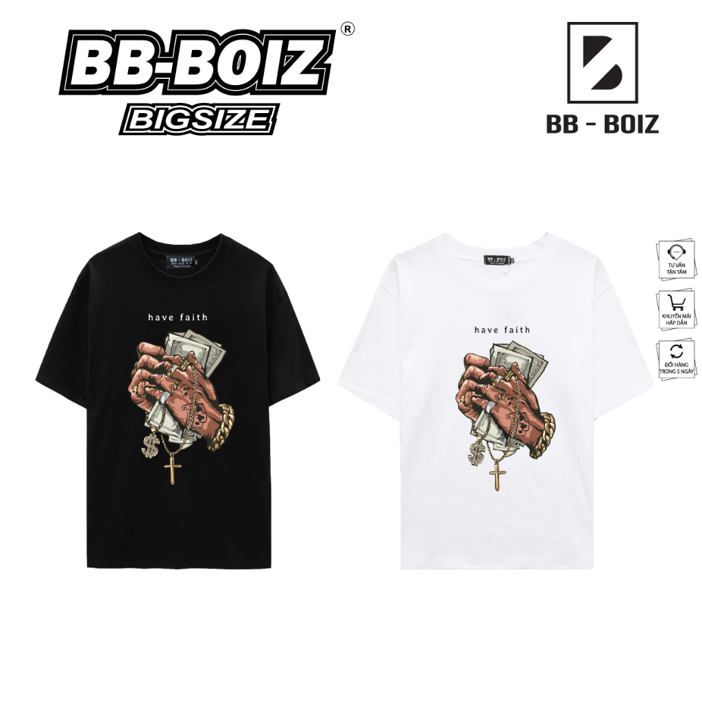 BIGSIZE - Áo thun nam BB - Boiz form bigsize 70kg -140kg - bàn tay