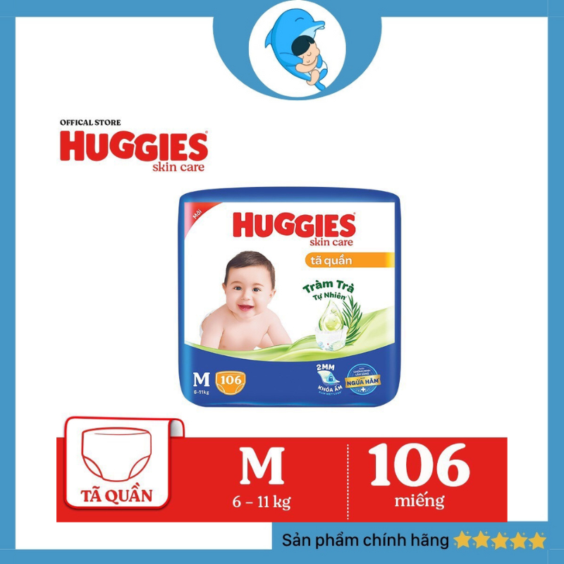 Tã quần Huggies tràm trà tự nhiên Skincare Pants Mega Jumbo M106/L104/XL88/XXL80