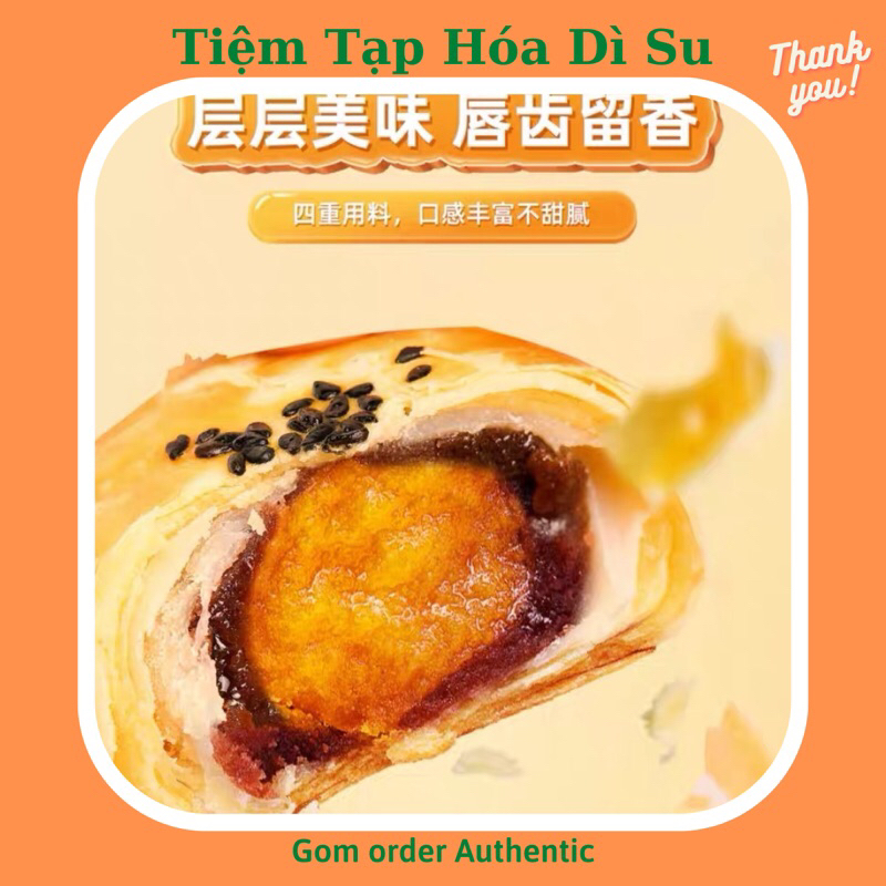 Bánh ngàn lớp nhân đậu đỏ mochi trứng muối chính hãng bibizan ăn siêu ngon siêu dính