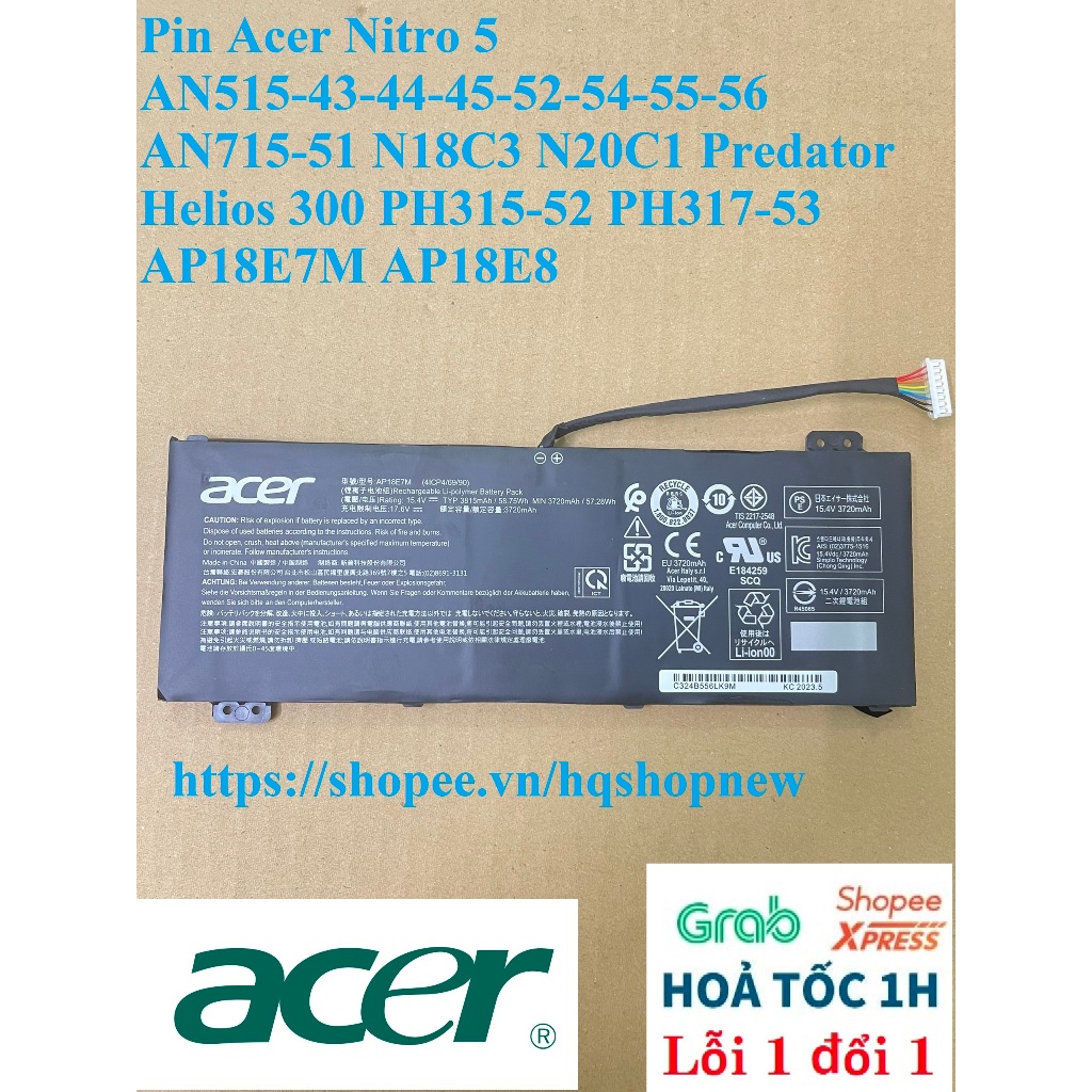 ⚡️Pin Acer Nitro 5 AN515-43-44-45-52-54-55-56 AN715-51 N18C3 N20C1 Predator Helios 300 PH315-52 PH317-53 AP18E7M AP18E8M