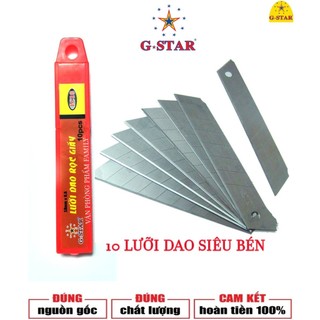 Hộp 10 lưỡi dao trổ/ dao rọc giấy to/ bé gstar lc18/sk2 18mm/9mm