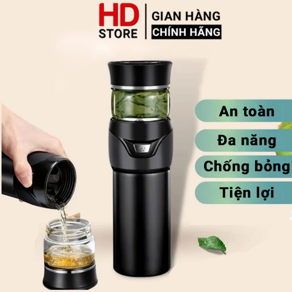 Bình pha trà giữ nhiệt Corisu dung tích 450ml lõi lọc cao cấp inox 316 nhỏ gọn tiện lợi - Bảo hành 12 tháng