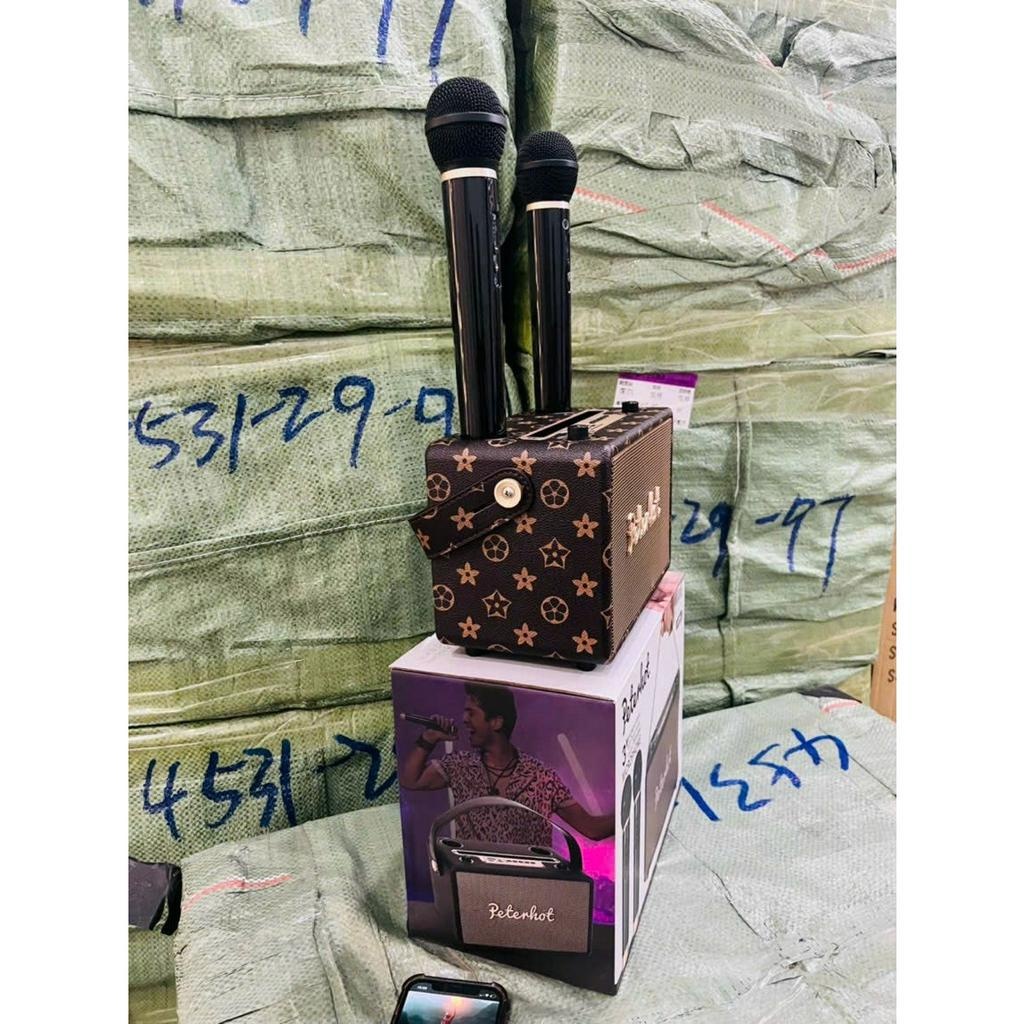 Loa Bluetooth Karaoke Peterhot A108W - Thiết Kế Sang Trọng, Âm Bass Mạnh Mẽ, Kèm 2 Micro Không Dây - Bảo Hành 12 Tháng