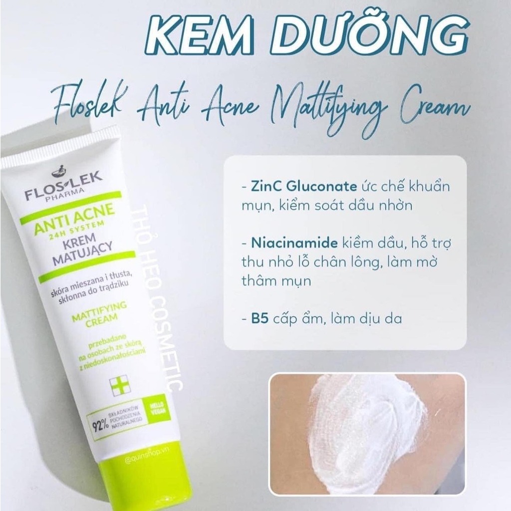 Kem kiểm soát dầu và điều tiết nhờn Floslek Anti Acne Mattifying Cream 50ml