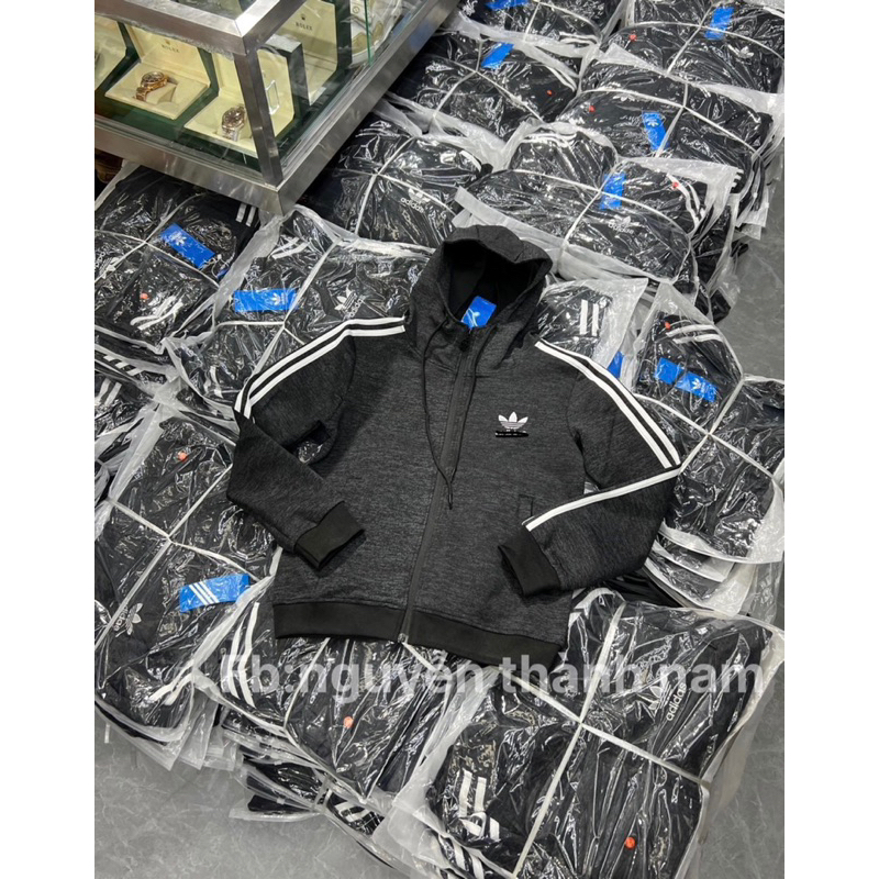 ÁO KHOÁC ADDIDAS 3 SỌC MÀU XÁM CHUỘT