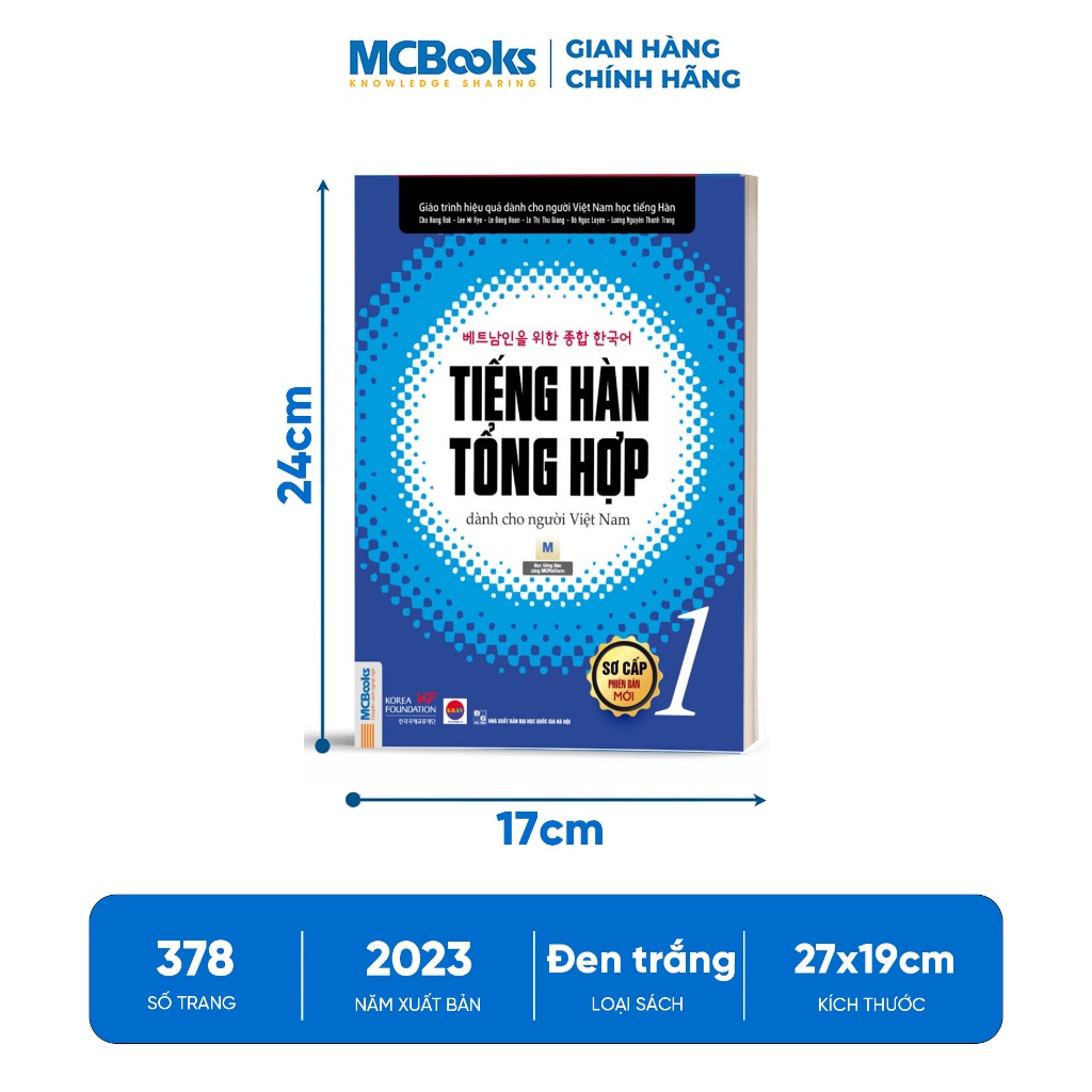 Sách - Combo Tiếng Hàn Tổng Hợp dành cho người Việt Nam - Sơ Cấp 1 ( Giáo trình đen trắng và sbt)