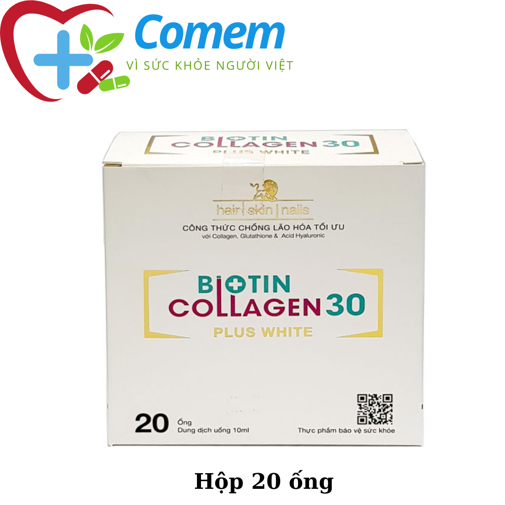 Biotin Collagen, Glutathione dạng nước giúp đẹp da, khỏe tóc móng - 20 ống [Biotin Collagen 30 Plus 