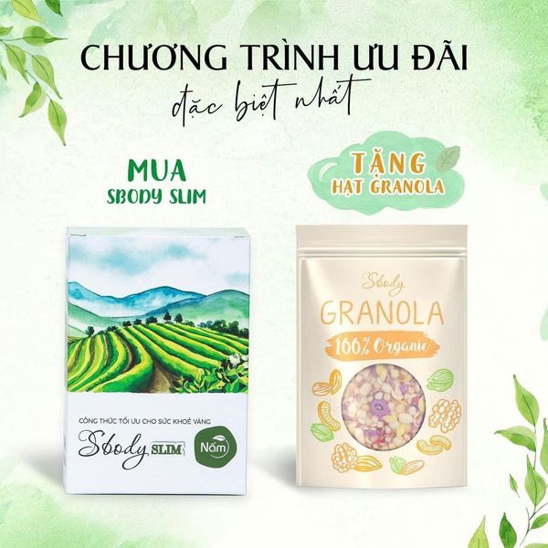 (ship hỏa tốc HCM) Tặng Hạt Granola, Giảm Cân Nấm Sbody slim Dạng Viên (Hộp 30viên)