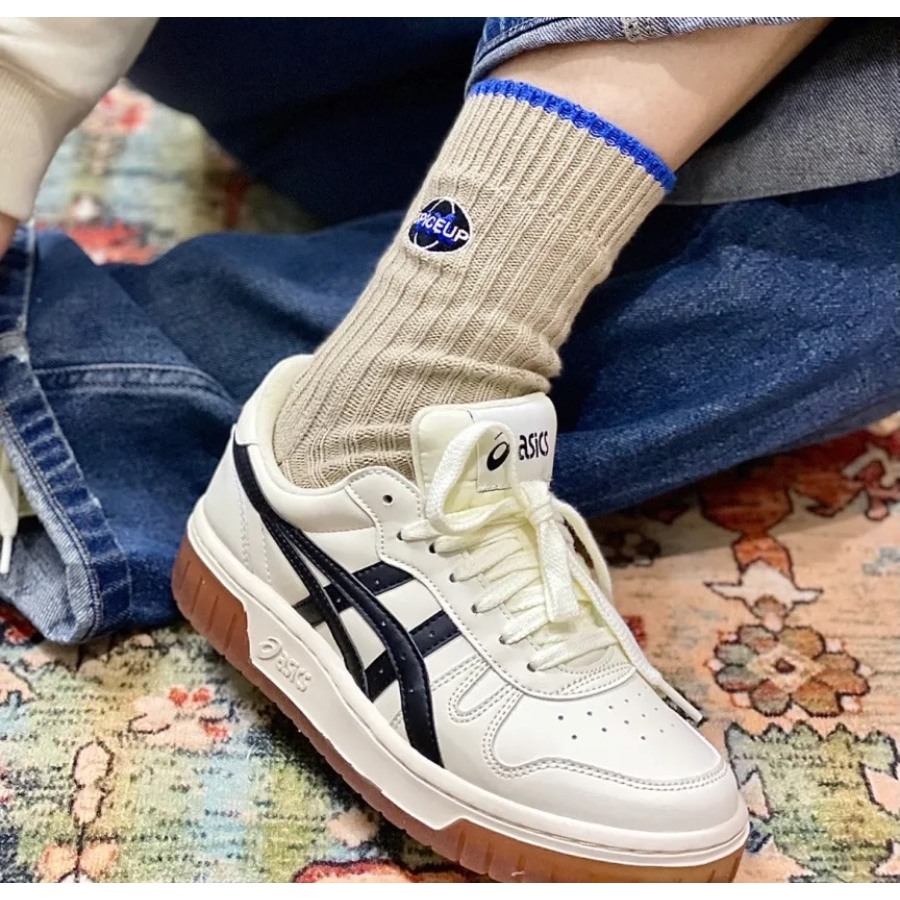 Giày Asics Court MZ Cream Black Gum mẫu mới nhất, Giày Đế Cao Su asics Nguyên Khối Đủ Size nam nữ