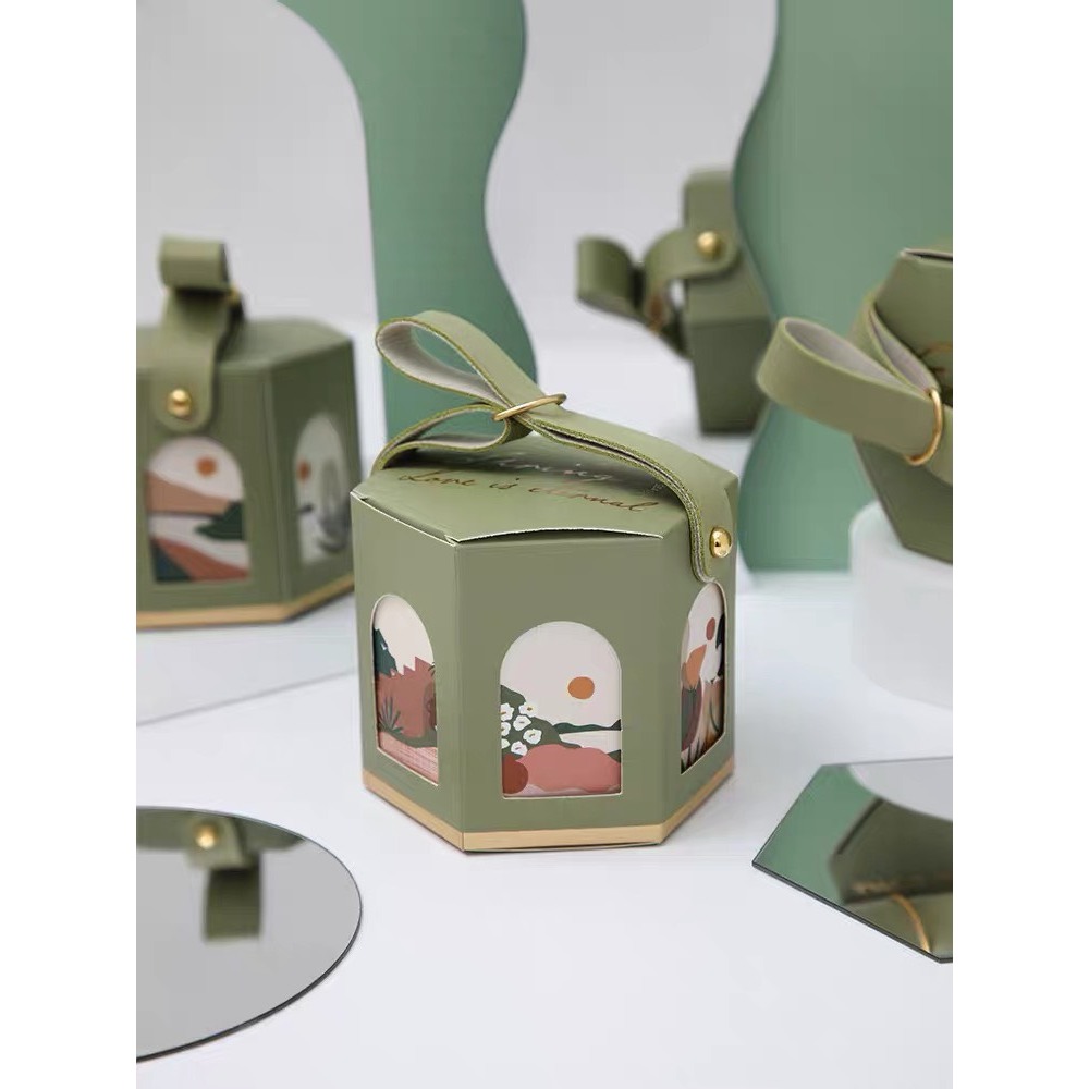 Hộp quà lục giác quai da phong cách Bắc Âu - mẫu mới Hy Hy Store