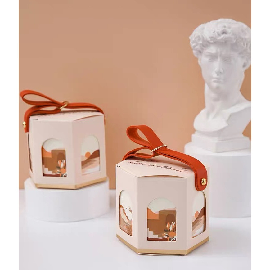 Hộp quà lục giác quai da phong cách Bắc Âu - mẫu mới Hy Hy Store