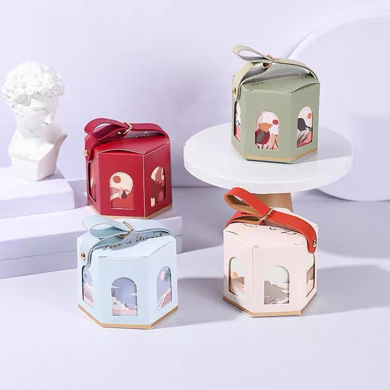 Hộp quà lục giác quai da phong cách Bắc Âu - mẫu mới Hy Hy Store