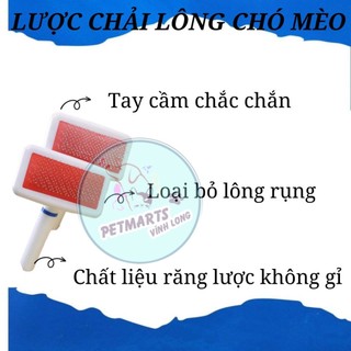 Dụng Cụ Chải Lông Chó Mèo - Lược Chải Lông Nhựa trắng chấm bi🐱🐶