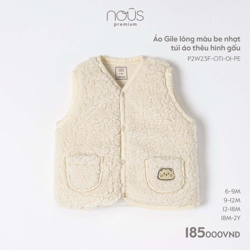 Nous Áo  gile lông  cho bé trai bé gái từ 6m-2y chính hãng mẫu mới 2023