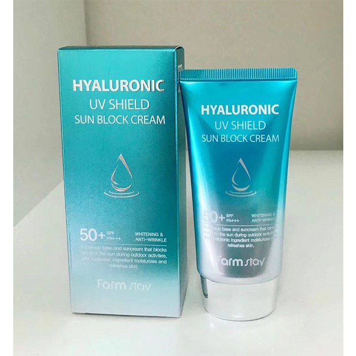 Kem chống nắng Farmstay Hyaluronic UV Shield Sun Block Cream 70g cấp ẩm, nâng tone da - Hàng chính hãng - Lady & Men VN