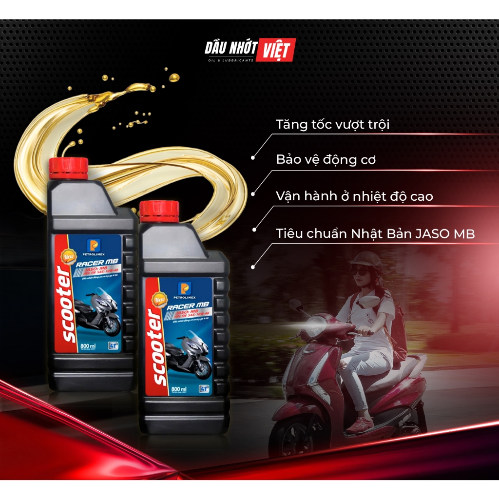 Nhớt xe ga cao cấp Petrolimex PLC RACER Scooter MB 10W40 - Chính hãng