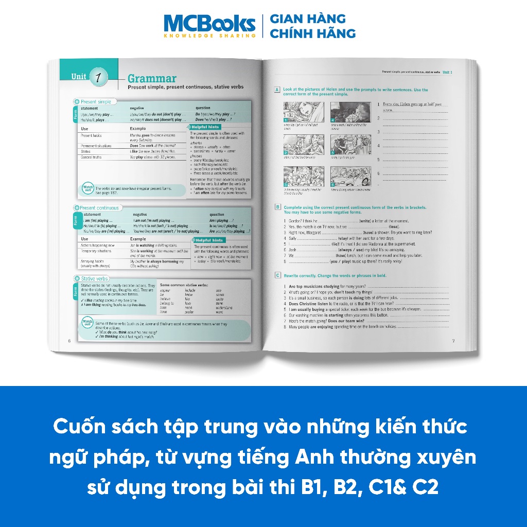 Sách - Combo 3 cuốn Destination Grammar & Vocabulary B1, B2, C1&C2 Phiên bản mới Kèm Đáp án và Bài tập - MCBooks