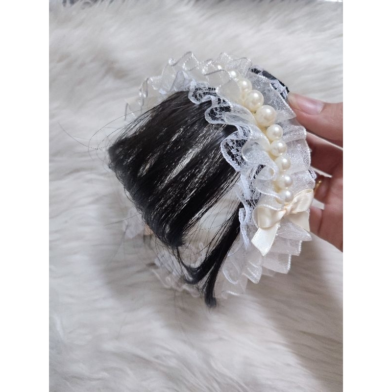 Băng đô tóc giả đính hạt 2 lớp xinh cho bé