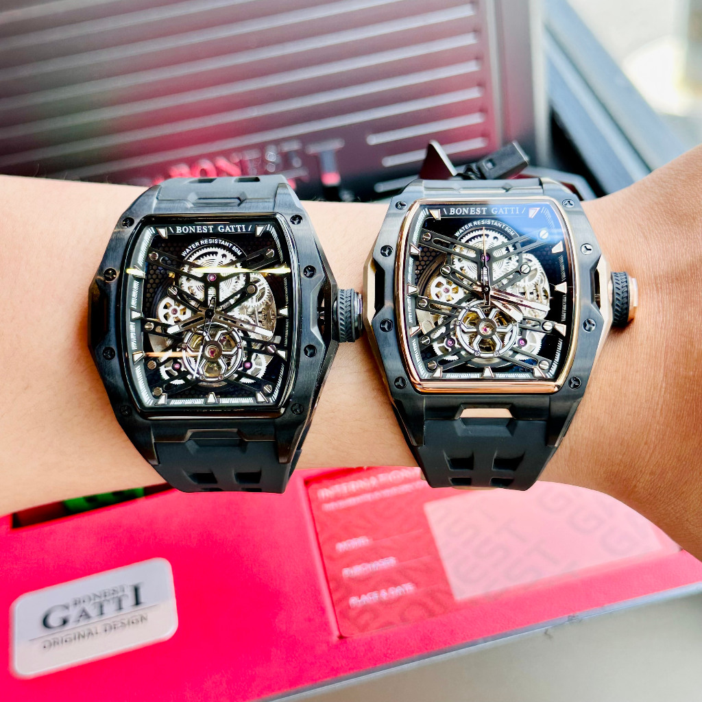 Đồng Hồ Nam Automatic Bonest Gatti BG5502 Rose Gold - Dây Silicone, Size 46mm