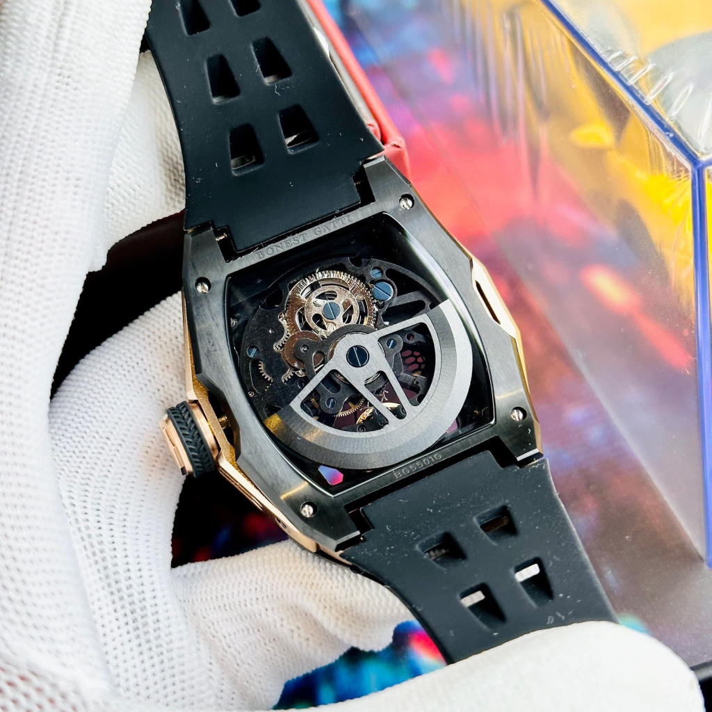 Đồng Hồ Nam Automatic Bonest Gatti BG5502 Rose Gold - Dây Silicone, Size 46mm